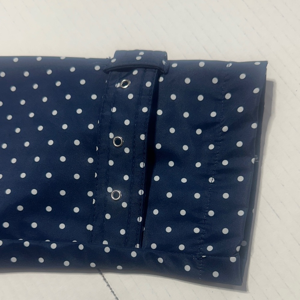 NWT Weathrproof Navy & white Polka Dot Raincoat w pockets zipper and buttons - Picture 6 of 15